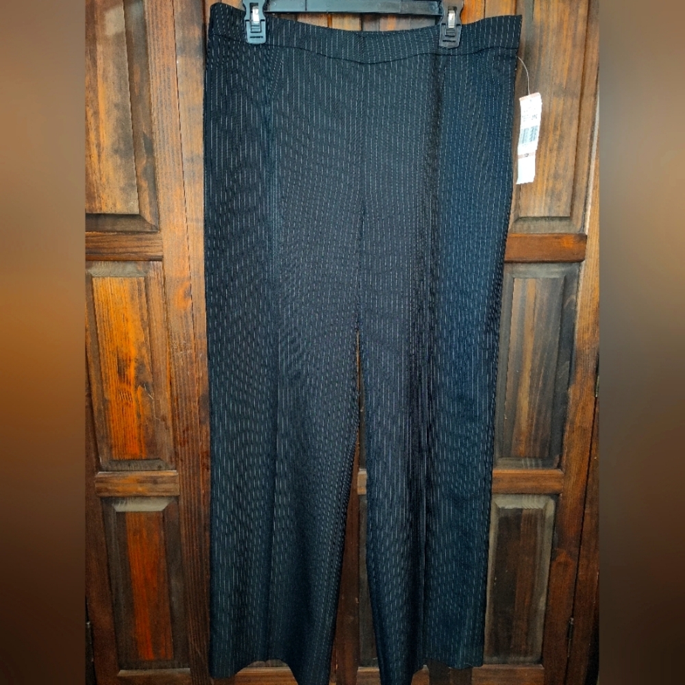 NWT Collections For Le Suit Petit Women's Black Pinstripe Dress Pants Size 12P